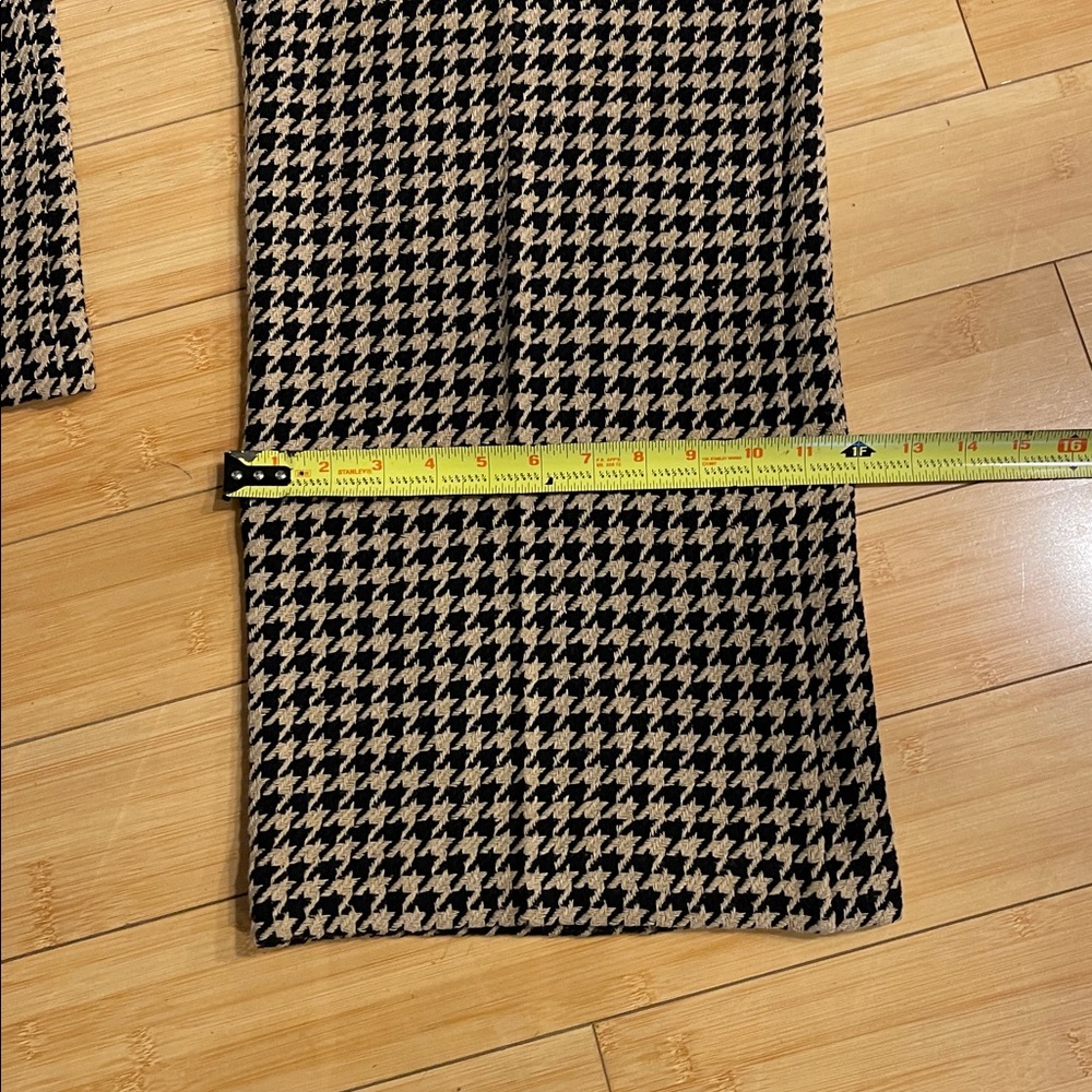 Zara Black and Tan High Rise Side Zipper Houndstooth WideLeg Pants Full Length M - Picture 8 of 11